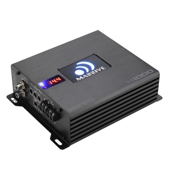 Hippo Series Massive Audio H1000 | 1050 Watt RMS / 2100w Max 1 Ohm Stable Mono Block High Performance Amplifier with Bass Remote