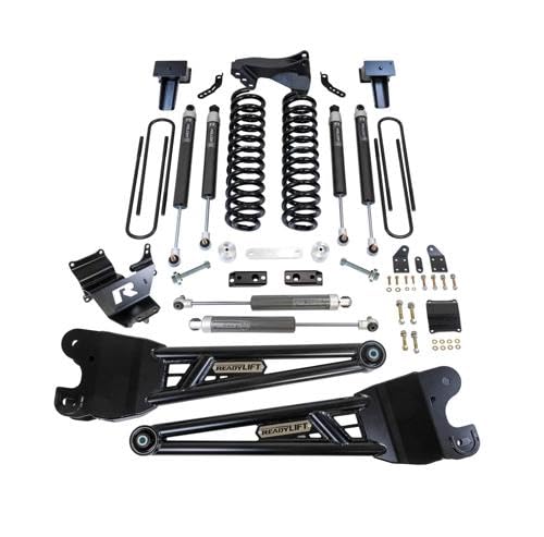 4'' ReadyLIFT Coil Spring Lift Kit with Falcon 1.1 Monotube Front/Rear Shocks, Radius Arms, Dual Steering Stabilizer, and Front Track Bar Bracket For Ford F250/F350 Diesel 4WD