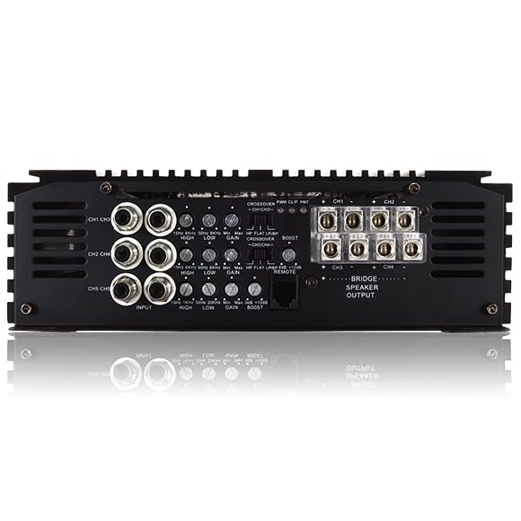 Sundown Audio 4/5-Channel Class D Full Range Car Amplifier SFB 1 Ohm, Brazilian Style Amp with Variable HPF/LPF, Bass Boost, Clipping Remote for Car & Marine Audio (SFB-1800.5-5-Channel)