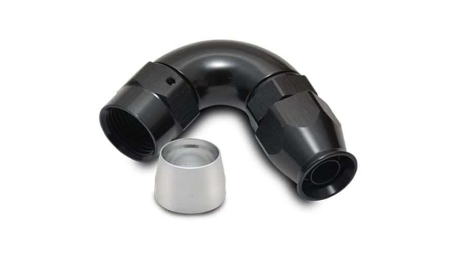 28212 Vibrant Power Fitting, Hose End, Full Flow, PTFE, 120 Degree, Reusable, 12AN Hose, 12AN Female Thread, Aluminum, Black Anodized, use with Vibrant 18000 series PTFE Lined Flex Hose, each