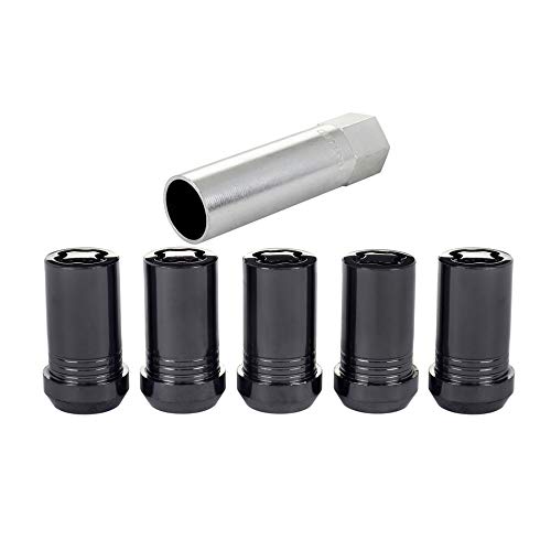 McGard Premium Wheel Lock, 14 mm x 1.50 Thread, Closed End, Cone Seat, Key Included, Black Chrome, Set of 5 (25515BK)