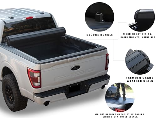 CoveRex RTX Low Profile Hard Roll-Up Truck Bed Tonneau Cover|Compatible with 2019-2023 Ford Ranger 6 Ft (72") Bed|8723999|Aluminum Roll Up|Flush Mount|Truck Bed Cover|