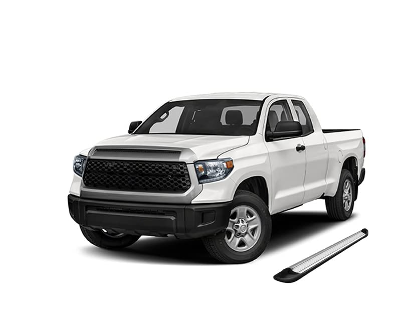 Silver Black Horse Aluminum Transporter Running Boards Compatible with 2007-2021 Toyota Tundra