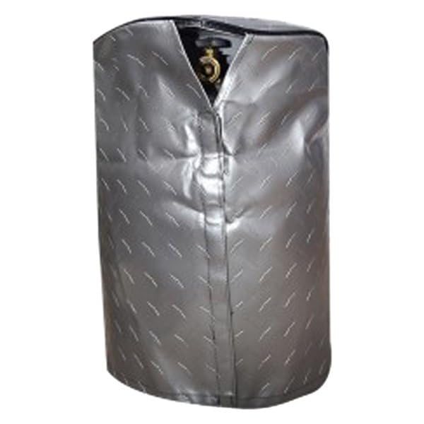 Single ADCO 2711 Silver 20lb, 5-Gallon Diamond Plated Steel Vinyl Propane Tank Cover