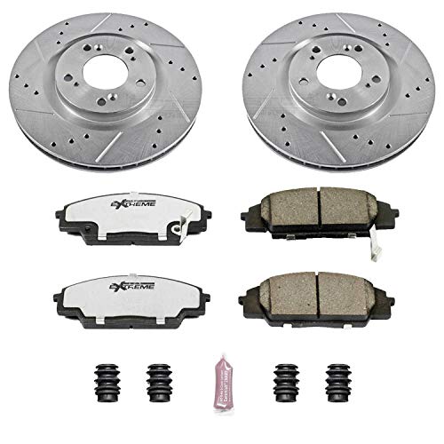 Power Stop K2276-26 Z26 Carbon Fiber Brake Pads Front with Drilled & Slotted Brake Rotors Kit For Honda S2000 2000-2009 [Model Specific]