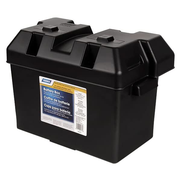 Large Camco Battery Box with Straps and Hardware - Group 27, 30, 31 |Safely Stores RV, Automotive, and Marine Batteries | Measures Inside 7-1/4" x 13-1/4" x 8-5/8" | (55372)
