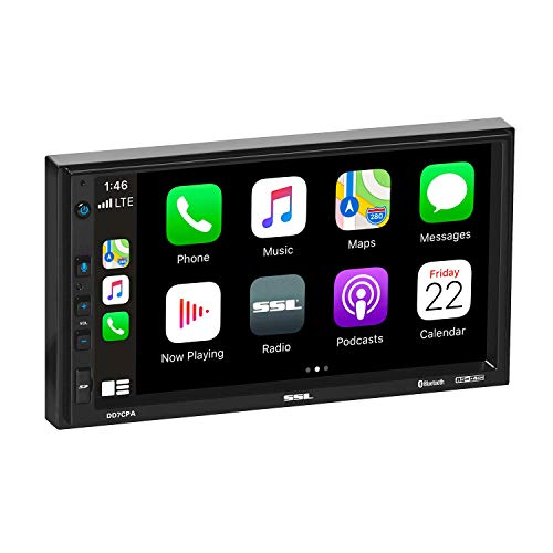 Sound Storm Laboratories Car Stereo DD7CPA - Apple CarPlay, Android Auto, Double Din, 7 Inch Touchscreen, Bluetooth Audio, No CD DVD Player, Radio