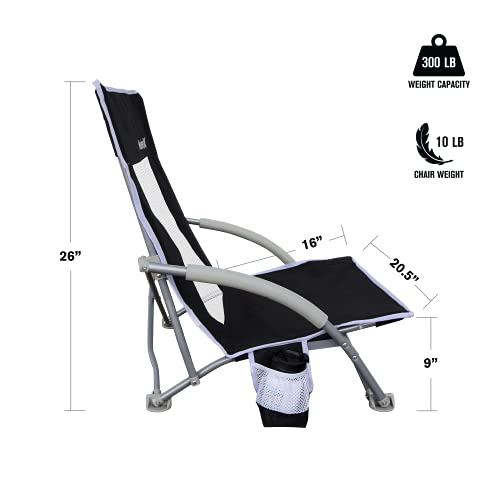 Hurley Outdoor Low Sling Folding Chair, Black