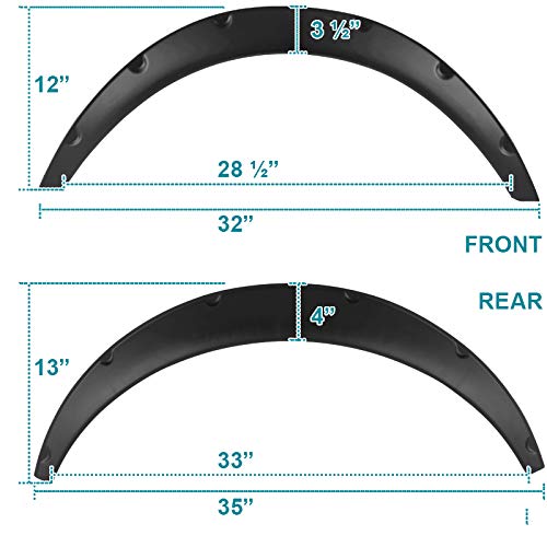 4PC Spec-D Tuning Front + Rear Universal Flexible Car Fender Flares Black Durable Extra Wide Body Kit Wheel