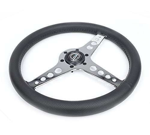 NRG Innovations Steering Wheel NRG-ST-034CH-PR - Light Weight Gaming Wheel: Driftz- Made with Perforated leather, Light Weight Composits and Chrome Spoke with Holes.