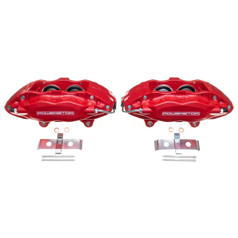 Power Stop S5284 Front Pair of High-Temp Red Powder Coated Calipers For Chevrolet Camaro 2010-2015 [Model Specific]