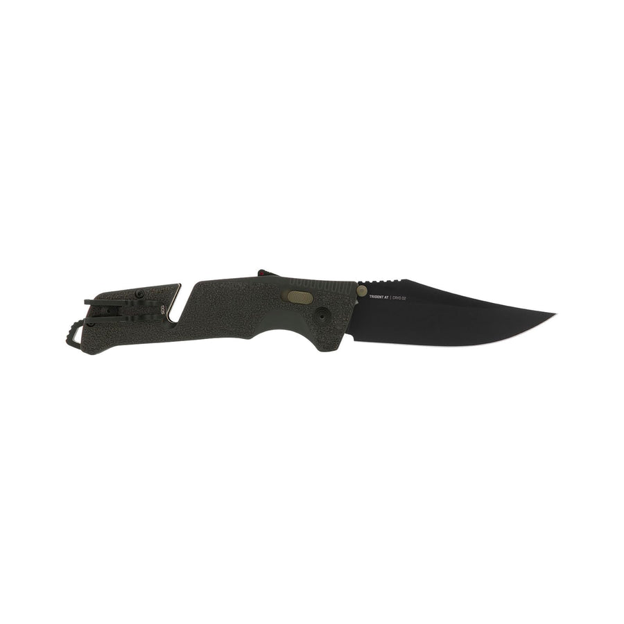 Ambidextrous SOG Trident Professional Straight Folding Knife | Heat-Treated CRYO D2 3.75" Stainless Steel Blade, Olive Drab