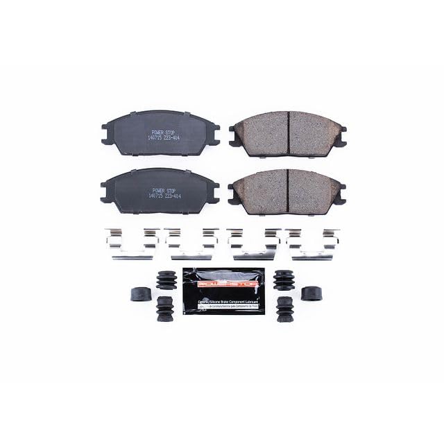 Power Stop Z23-404 Z23 Evolution Sport Carbon Fiber Infused Ceramic Brake Pads with Hardware For Accent, Excel, Sco, Scoupe, Stel, Mitsubishi Precis [Model Specific]