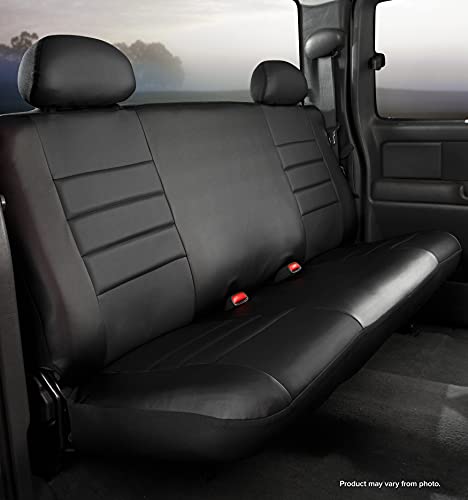 Fia Custom Fit SL65-14 BLK/BLK Rear Seat Cover Bench Seat - Leatherette (Solid Black)