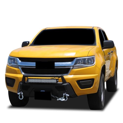 Heavy Duty Black Horse Armour III Front Winch Bumper Kit & Winch Textured Black Compatible with 2015-2020 Chevrolet Colorado -AR3HD01-W12