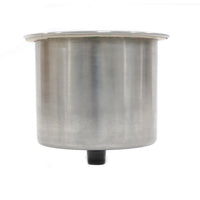 SS Cup Holder, No Step, Rubber Insert & Drain - Packaged