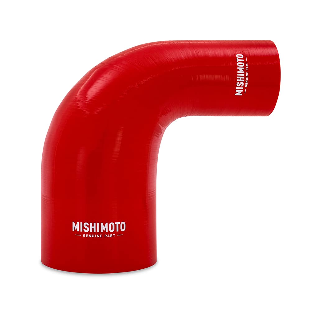 Mishimoto 90-Degree MMCP-R90-2540RD Silicone Transition Coupler, 2.50" to 4.00", Red