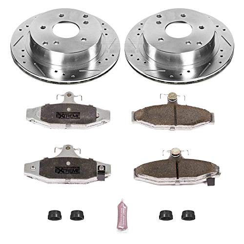 Power Stop K2600-26 Z26 Carbon Fiber Brake Pads with Drilled & Slotted Brake Rotors Kit Rear