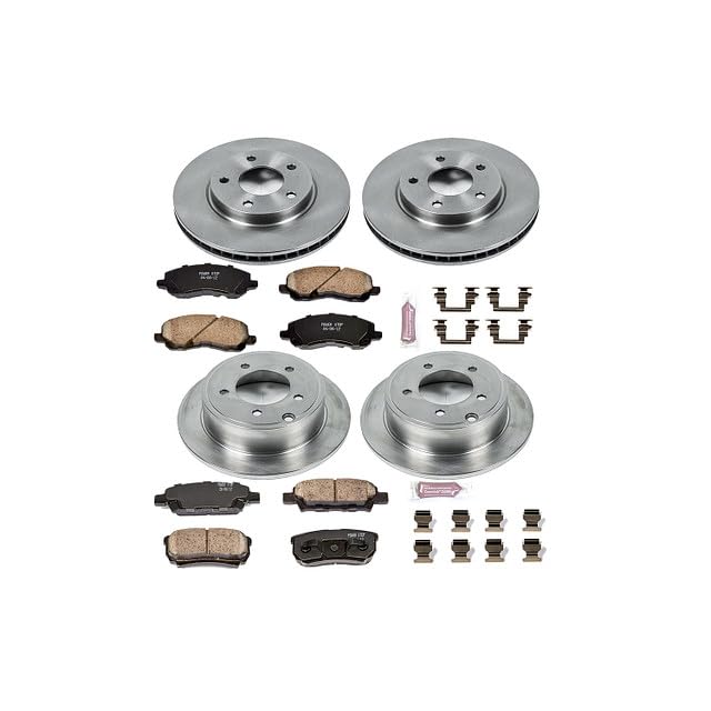 POWERSTOP Autospecialty KOE4017 Front and Rear Replacement Brake Kit-OE Brake Rotors & Ceramic Brake Pads For Mitsubishi Lancer 2008-2017 [Model Specific]
