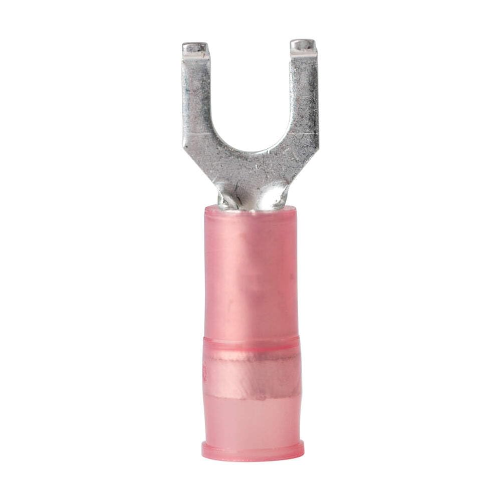 Marine Grade Ancor 220302 Electrical Nylon Insulated Double Crimp Funnel Entry Flanged Spades with Insulation Grip (22 to 18-Gauge, Size 8 Screw, 100-Pack)