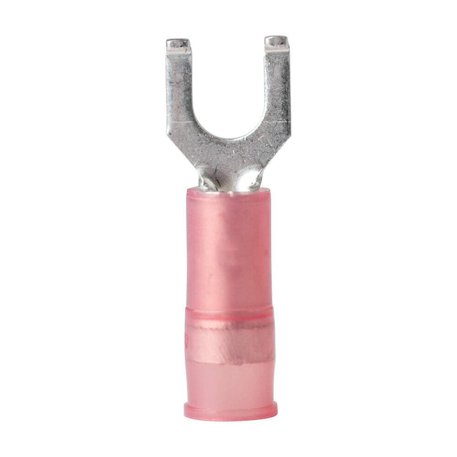 Marine Grade Ancor 220302 Electrical Nylon Insulated Double Crimp Funnel Entry Flanged Spades with Insulation Grip (22 to 18-Gauge, Size 8 Screw, 100-Pack)