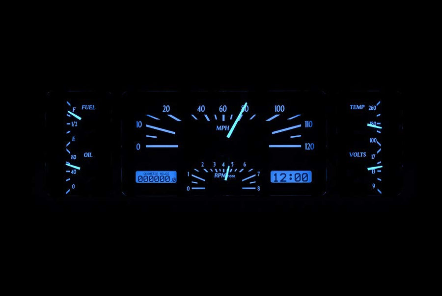 Dakota Digital VHX-40C-PU-S-B Analog Gauge Instrument System Compatible with 1940-46 Chevy Pickup Truck Silver Alloy Blue Backlighting