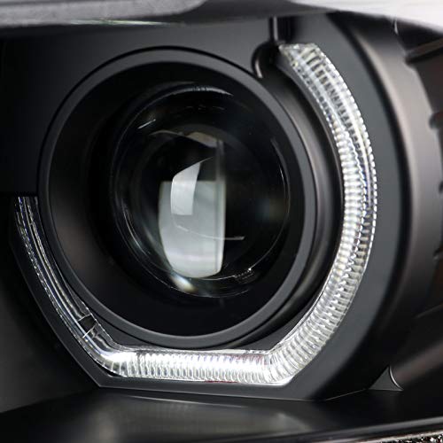 Black Halo Projector Headlights Spec-D Tuning w/LED Compatible with 2007-2013 Chevy Silverado 1500, 2007-2014 Chevy Silverado 2500HD/3500HD, Left + Right Pair Headlamps Assembly