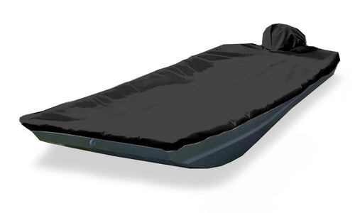 Trailerite Taylor Made Products Semi-Custom Boat Cover for Aluminum Bass Fishing Boats with Outboard Motor (16'5" to 17'4" Center Line Length / 76" Beam, Black Coated Poly)