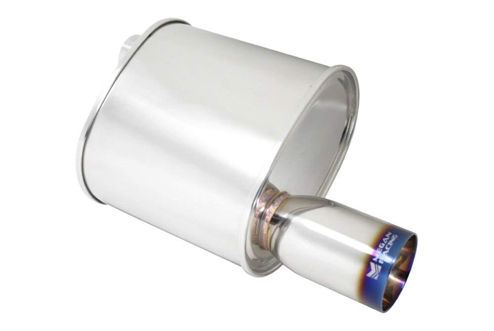 Megan Racing 2.5" MR-MU-FRT-VO Muffler Pipe/3.5" Single Burnt Roll Tip