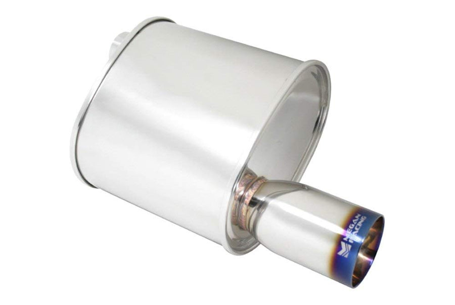Megan Racing 2.5" MR-MU-FRT-VO Muffler Pipe/3.5" Single Burnt Roll Tip
