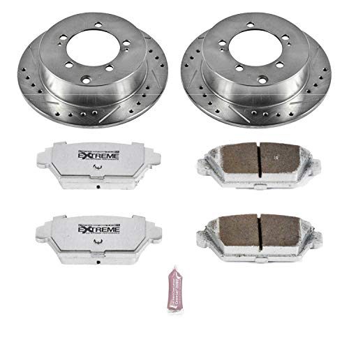 Power Stop K684-26 Z26 Carbon Fiber Brake Pads with Drilled & Slotted Brake Rotors Kit Rear For Eagle Talon 1990-1994 | Mitsubishi Eclipse 1990-1994 | Plymouth Laser 1990-1994 [Vehicle Specific]