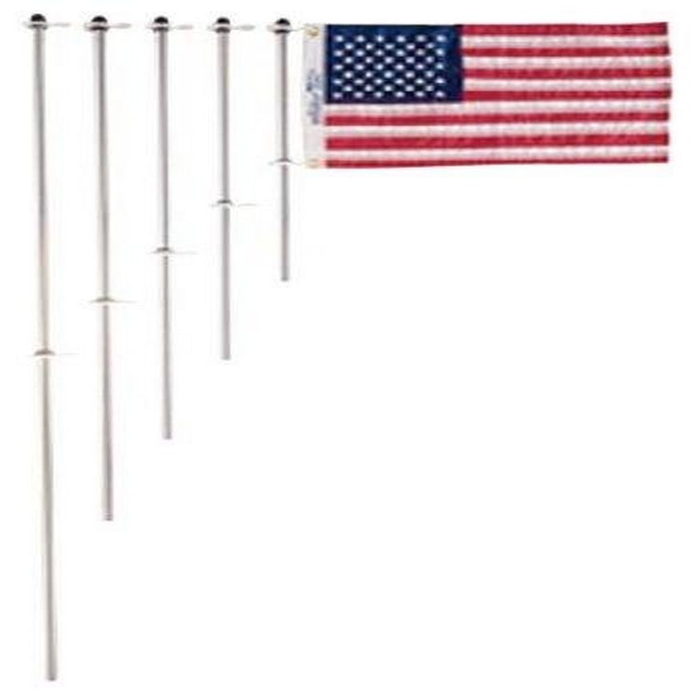 Taylor Made Flag Pole Boat with Charlevoix Clips, 3/4" Diameter 30" Staff, Anodized Aluminum, Adjustable Bottom Clip and O-Ring, Any Size Flags - 917