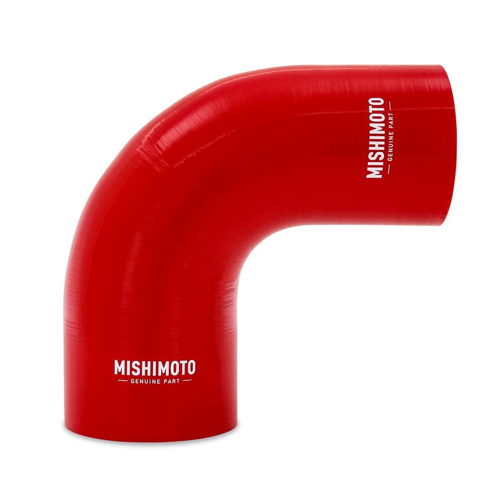 Mishimoto 90-Degree MMCP-R90-3540RD Silicone Transition Coupler, 3.50" to 4.00", Red