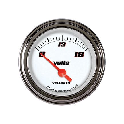 Velocity White Classic Instruments 2 1/8" Volt Gauge VS30WSLF
