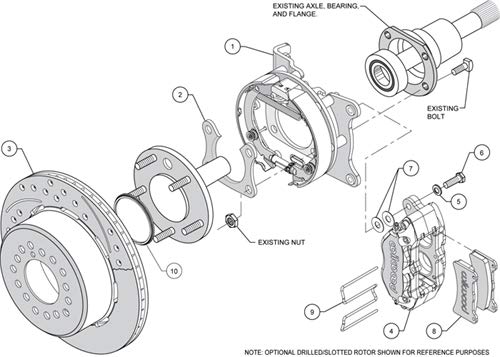 P/S DPL Park Brake Kit, Drilled, Red