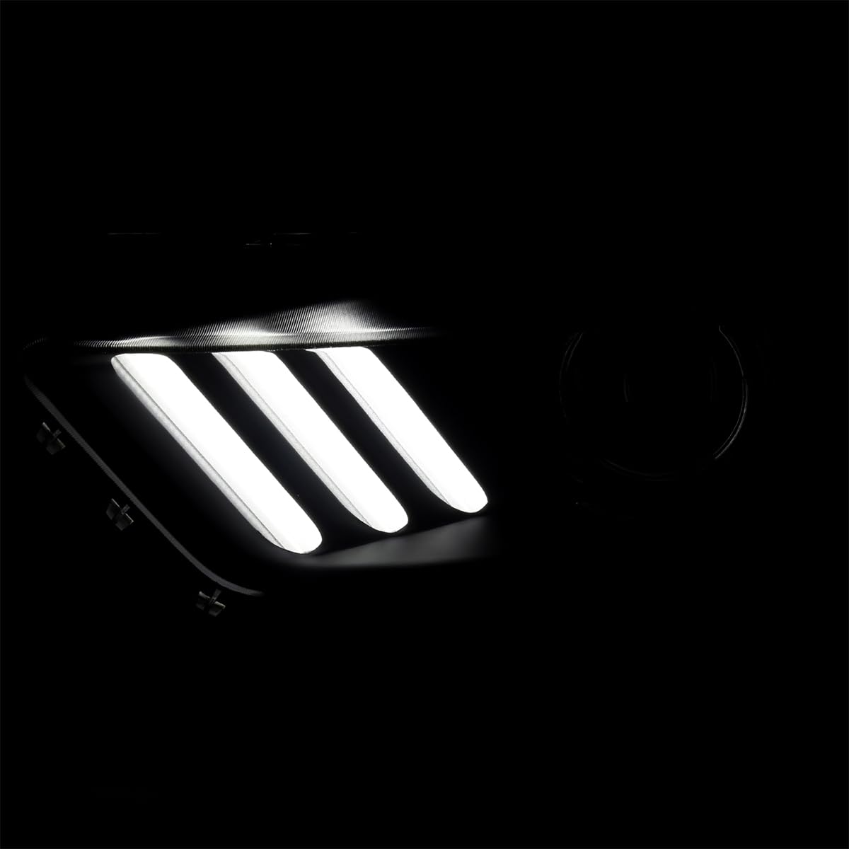 Black Smoke SPEC-D TUNING OE Style Projector Headlights w/LED Bar Compatible with 2015-2017 Ford Mustang, Left + Right Pair Headlamps Assembly