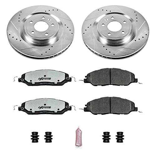 Power Stop K5944-26 Z26 Carbon Fiber Brake Pads Front with Drilled & Slotted Brake Rotors Kit For Ford Mustang 2011-2014 [Model Specific]