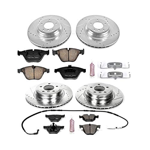 Power Stop K5775 Z23 Carbon Fiber Brake Pads with Front and Rear Drilled & Slotted Brake Rotors Kit