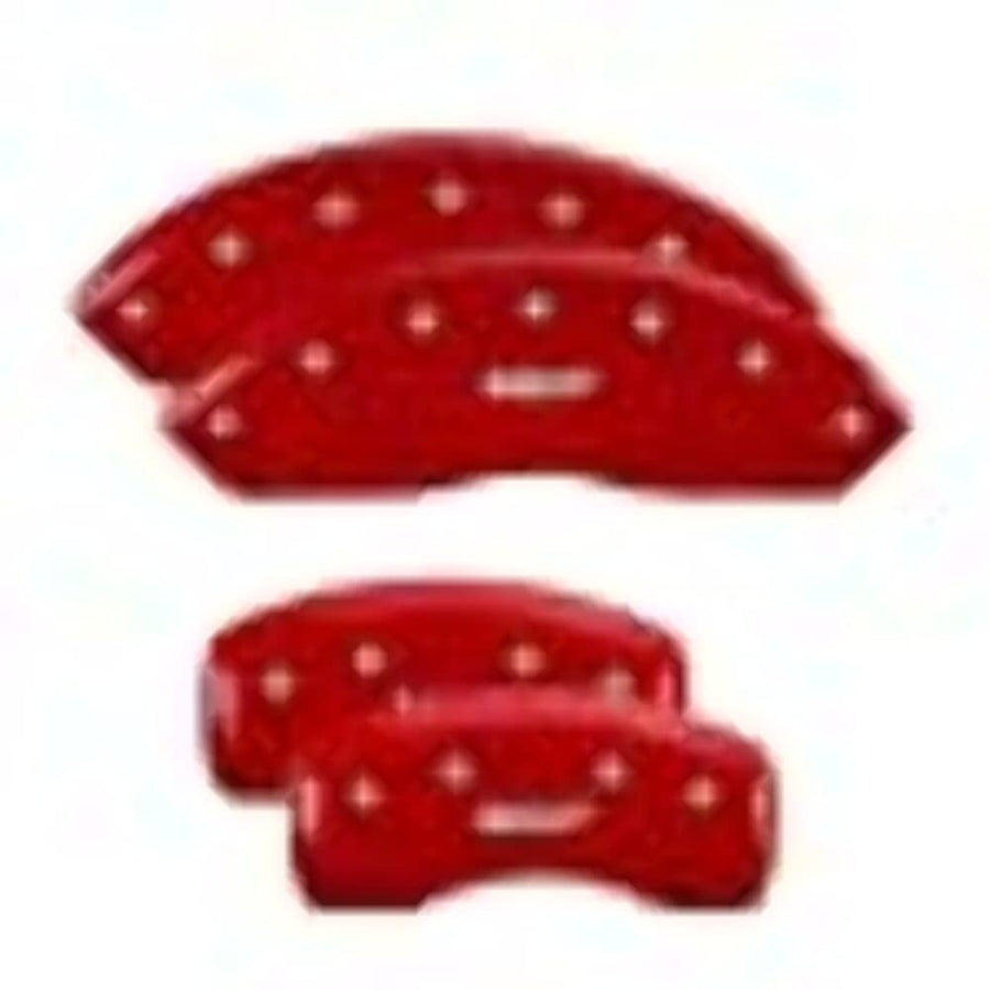 MGP 54014SMGPRD Caliper Covers Red Powder Coat Finish, Silver Characters, Set of 4