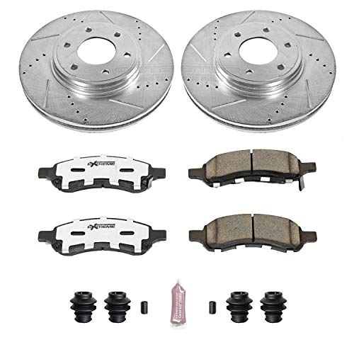 Power Stop K1453-26 Z26 Carbon Fiber Brake Pads Front with Drilled & Slotted Brake Rotors Kit For Chevrolet Trailblazer 2006-2009, Saab 9-7x 2008-2009 [Model Specific]