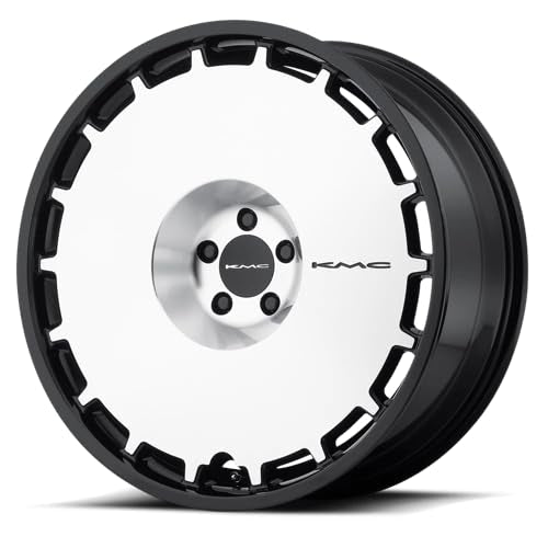 KMC KM689 Gloss Black SKILLET Face Wheel with Brushed (22 x 9. inches /0 x 72 mm, 15 mm Offset)