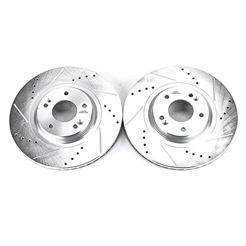 Power Stop Front JBR1723XPR Evolution Performance Drilled, Slotted & Plated Brake Rotor Pair For Kia Sedona 2015-2021 [Model Specific]