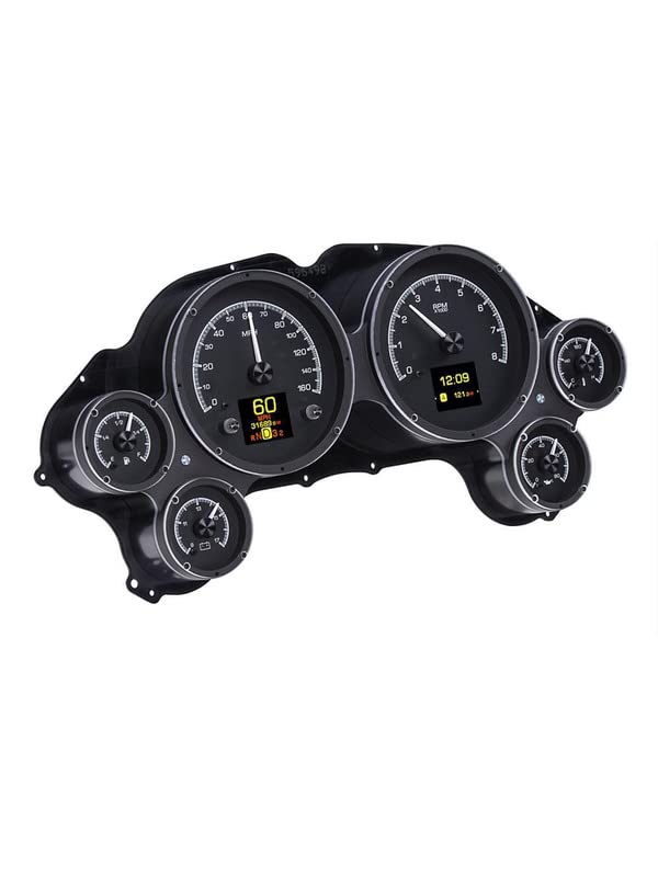 Dakota Digital HDX-63C-VET-K Analog Gauge System Compatible with 1963-67 Chevy Corvette Black Alloy