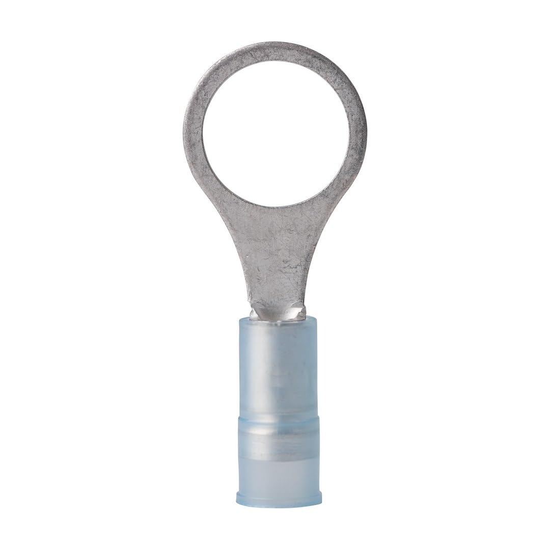 Marine Grade Ancor 230216 Electrical Nylon Insulated Double Crimp Funnel Entry Ring Terminals with Insulation Grip (16 to 14-Gauge, Size 3/8 Screw, 5-Pack)