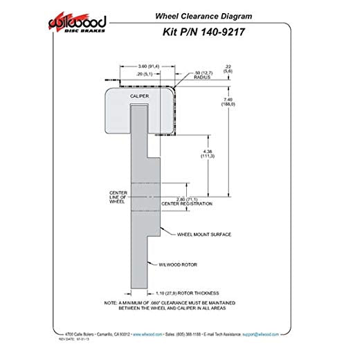 Rear P-Brk Kit, FNSL4R, 12.88", Red