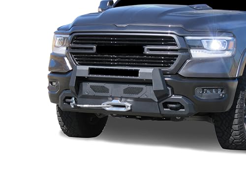 Armour III Black Horse Heavy Duty Front Winch Bumper Textured Black Compatible with 2019-2023 Ram 1500(Excl. 19-23 Classic, 19-22 Diesel, 19-23 Rebel, 21-23 TRX)-AR3HD30NL