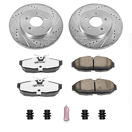 Power Stop K1384-26 Z26 Carbon Fiber Brake Pads with Drilled & Slotted Brake Rotors Kit For Ford Mustang 2005-2011 [Model Specific]