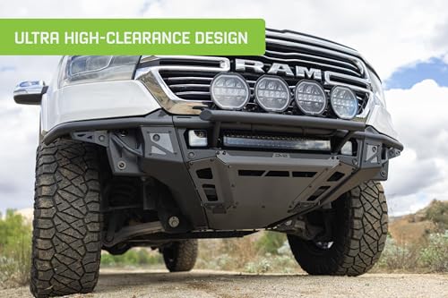 Offroad DV8 Tube Front Bumper for 2019-2025 Ram 1500 | High-Speed Desert & Rock Crawling Styles | Center Light Mount | Prerunner Push Bar w/Light Mounts | Ultra High-Clearance Design | Steel