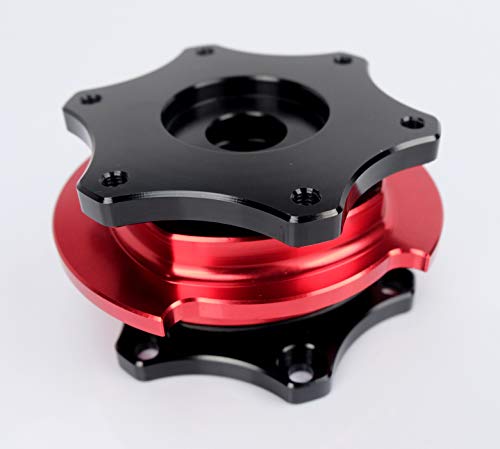NRG Innovations Steering Wheel NRG-SRK-R200BK-RD Quick Release Adapter Black Shinny Body/Red Shinny Ring SFI SPEC 42.1, 6x70mm Bolt Pattern