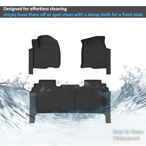 TOTALINER Black Horse Heavy Duty Floor Mat Anti-Skid Black 1.37'' Thickness Compatible with 2019-2023 Chevrolet Silverado 1500 Double Cab-FMCSI19